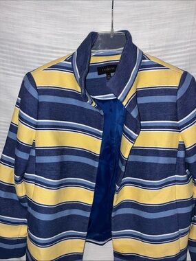 Talbots, Women’s 10, Blue and Yellow Striped Blazer